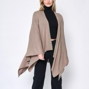 Do Everything in Love Brown with Colorful Plaid Open Front Poncho